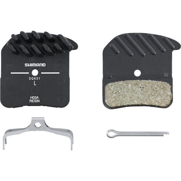 Shimano H03A disc pads, alloy back with cooling fins, resin