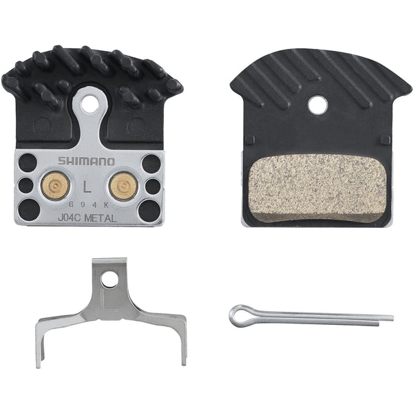 Shimano J04C disc brake pads, cooling fins, alloy backed, sintered