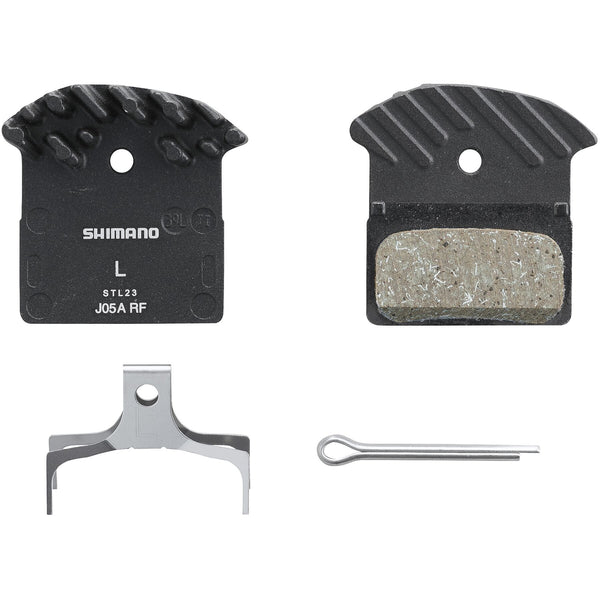 Shimano J05A-RF disc pads, alloy back with cooling fins, resin