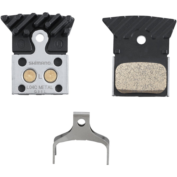Shimano L04C disc pads, alloy/stainless back with cooling fins, metal sintered